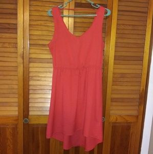 Sz L knee length, salmon/coral, flirty dress